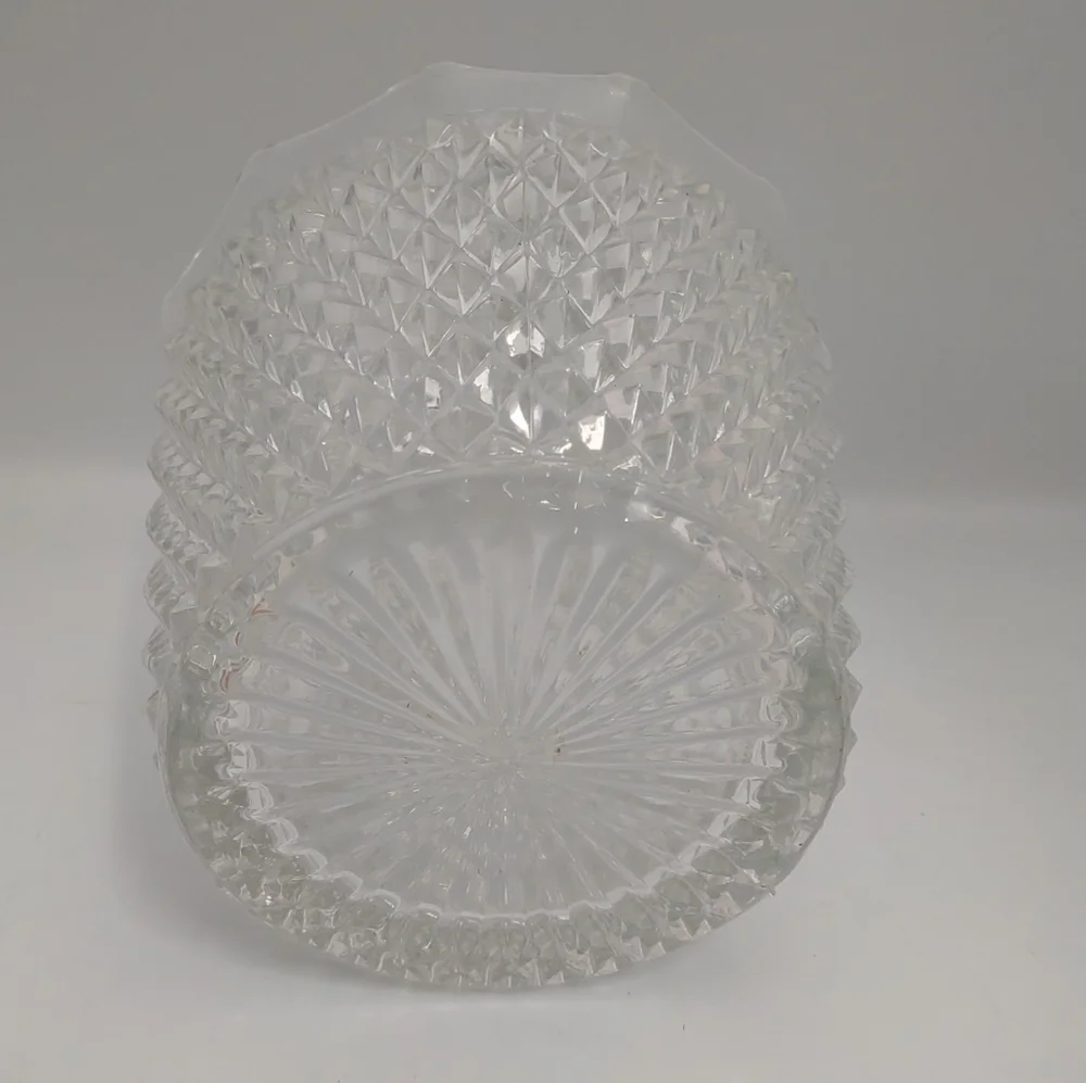 Vintage Indiana Glass Clear Diamond Point Ruffled Ice Bucket 5 3/8